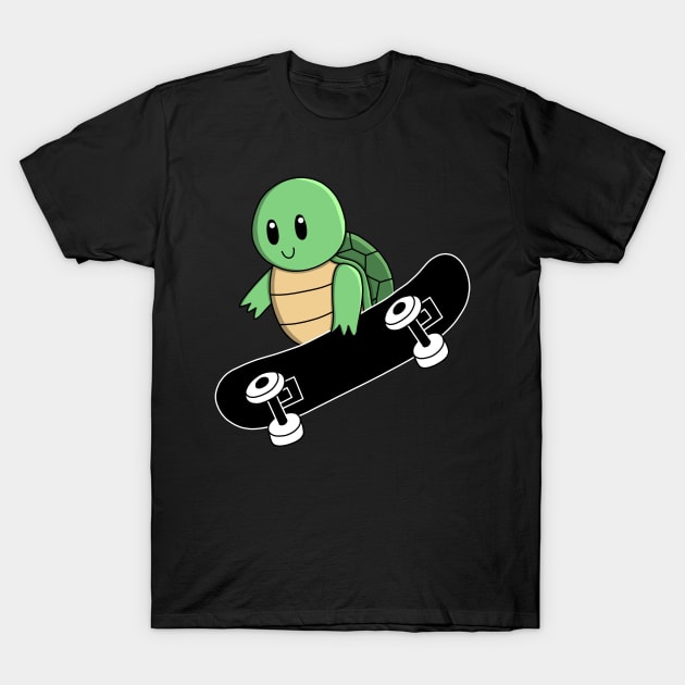 Green Turtle on Skateboard T-Shirt by pako-valor